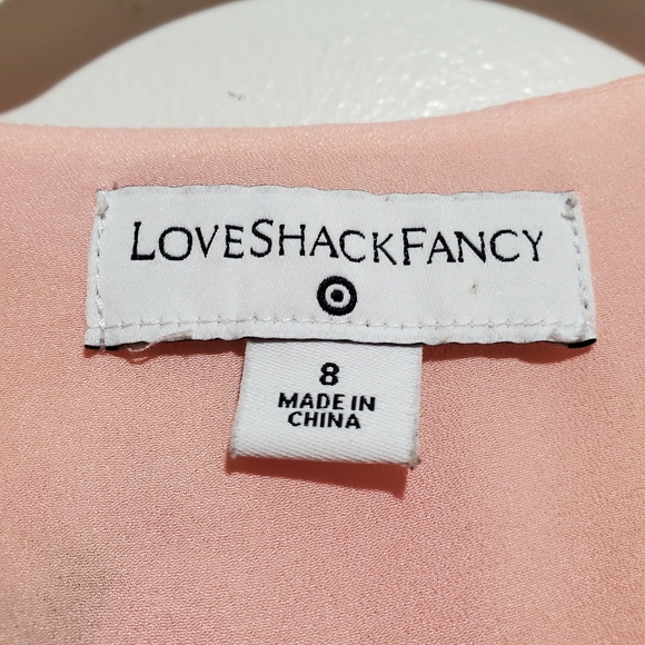 LoveShackFancy Pink Floral Ruffle Midi Dress Size 8 - Picture 4 of 12